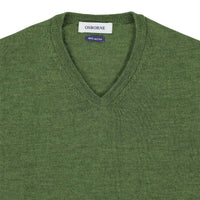 Merino V-Ausschnitt - Khaki
