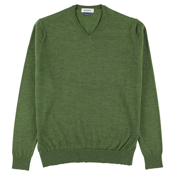 Merino collo a V - Khaki