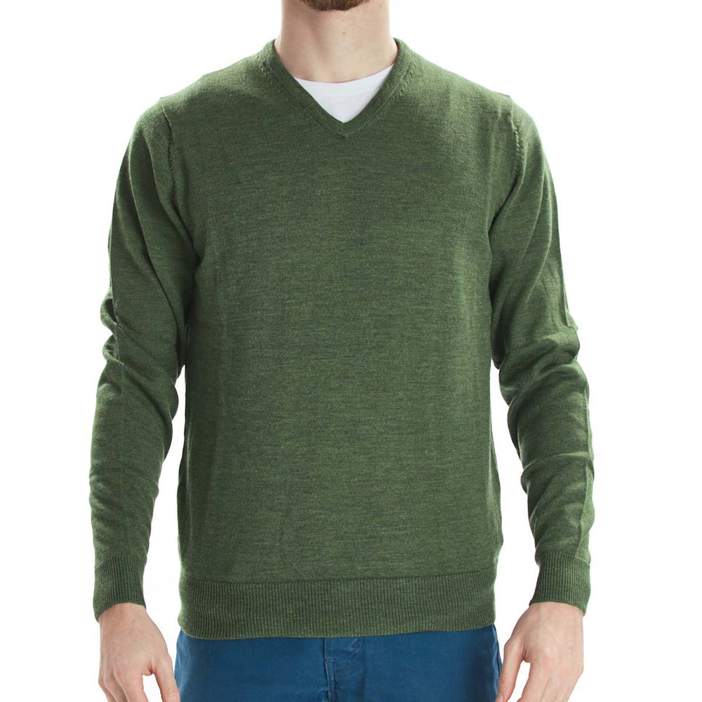 Merino V-Ausschnitt - Khaki