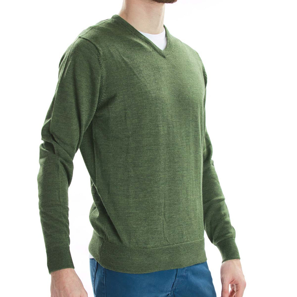 Merino V-Ausschnitt - Khaki