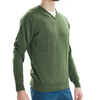 Merino V-Ausschnitt - Khaki