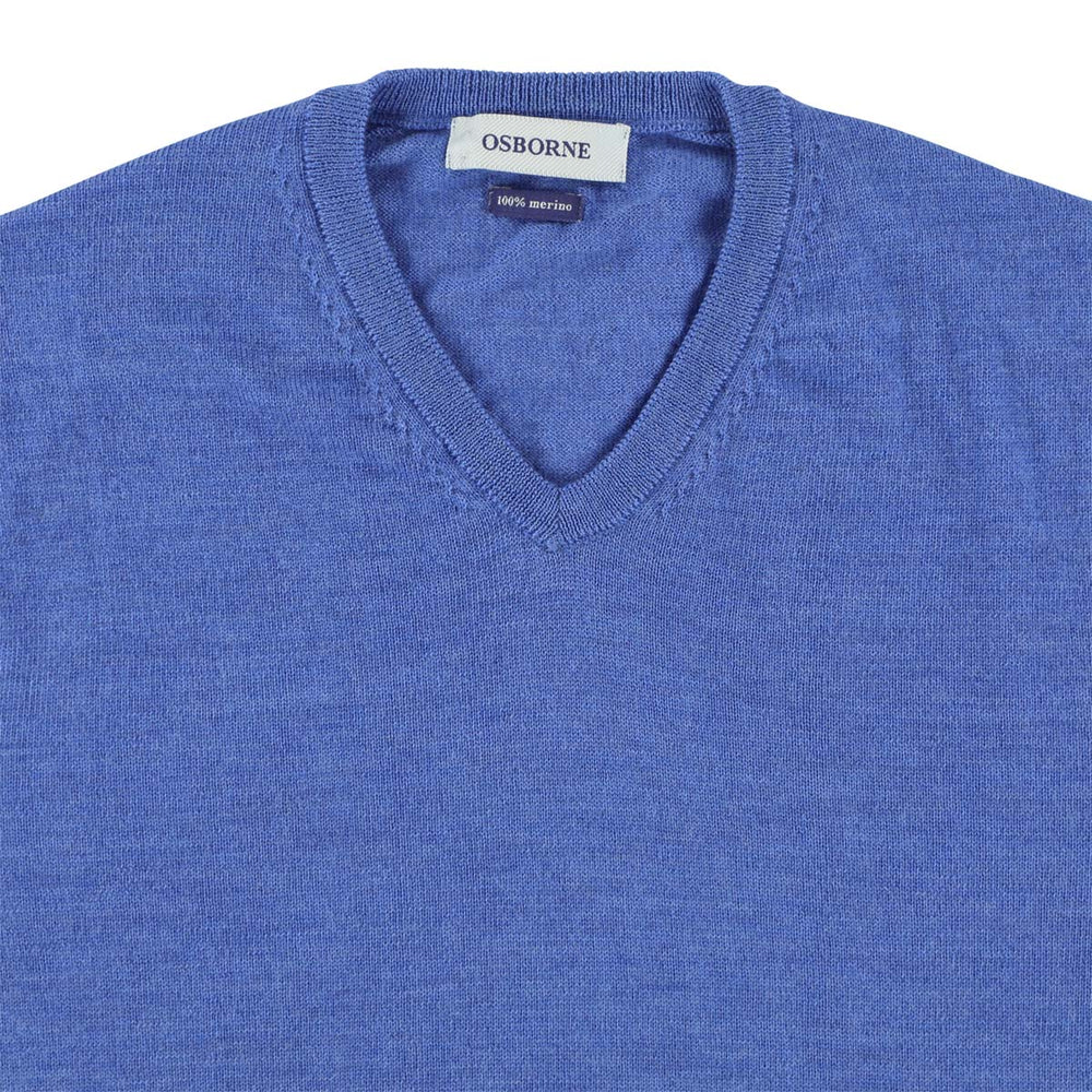 Merino V-neck - Mid Blue