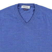 Merino V-neck - Mid Blue