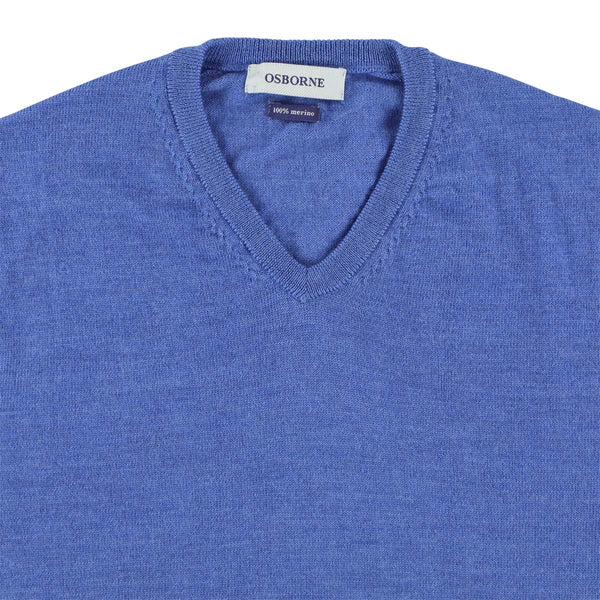 Merino V-neck - Mid Blue