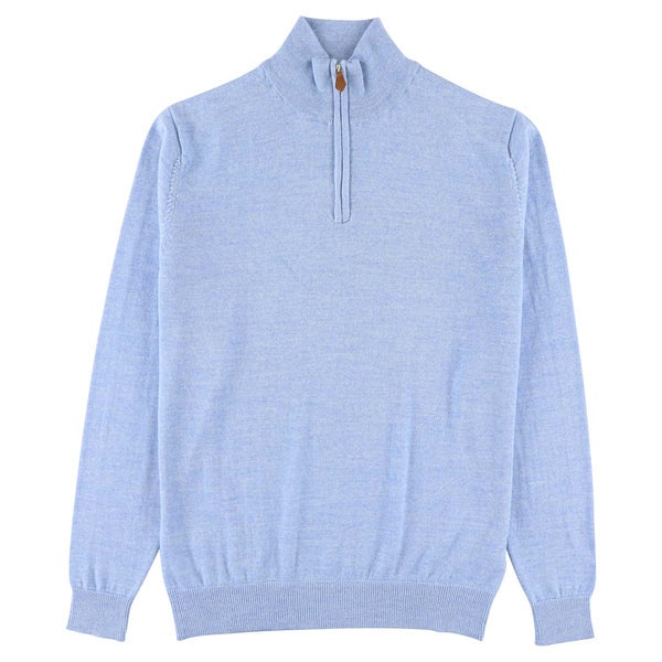 Merino quarter zip - Azur