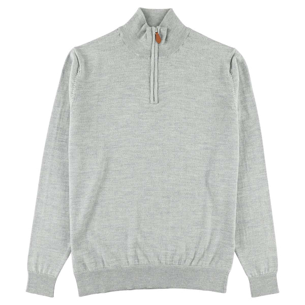 Merino zip a un quarto - Light Grey