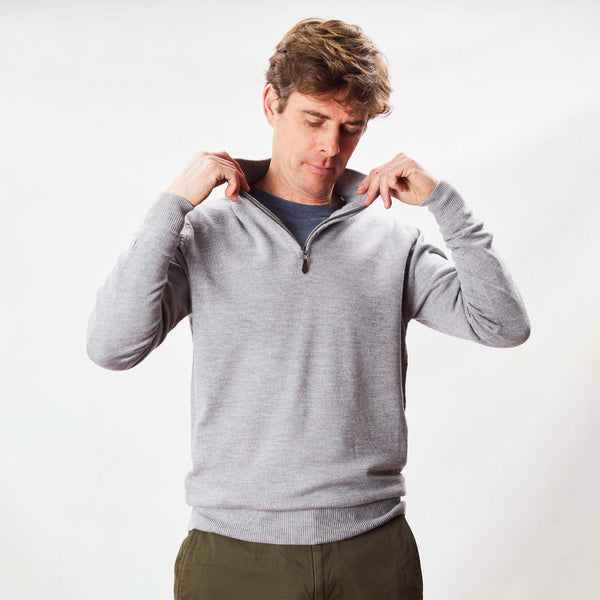 Merino quarter zip - Light Grey