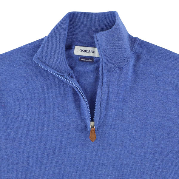 Merino quarter zip - Mid Blue