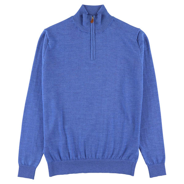 Merino quarter zip - Mid Blue