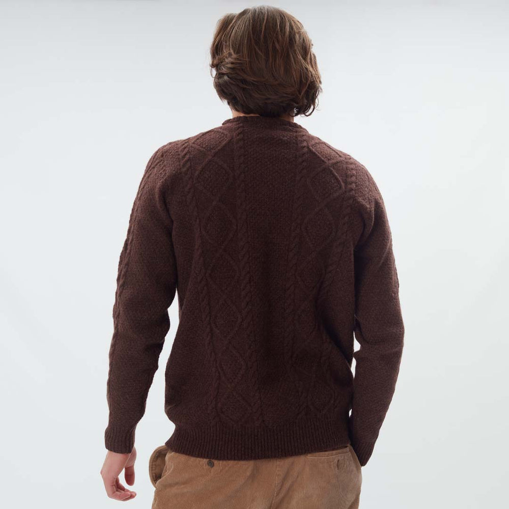 Lambswool large cable crew neck - Hickory 363