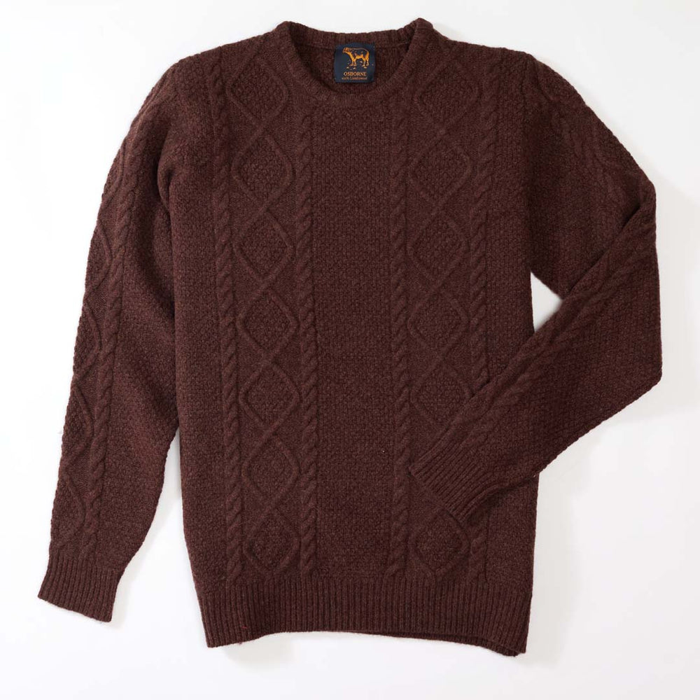 Lambswool large cable crew neck - Hickory 363