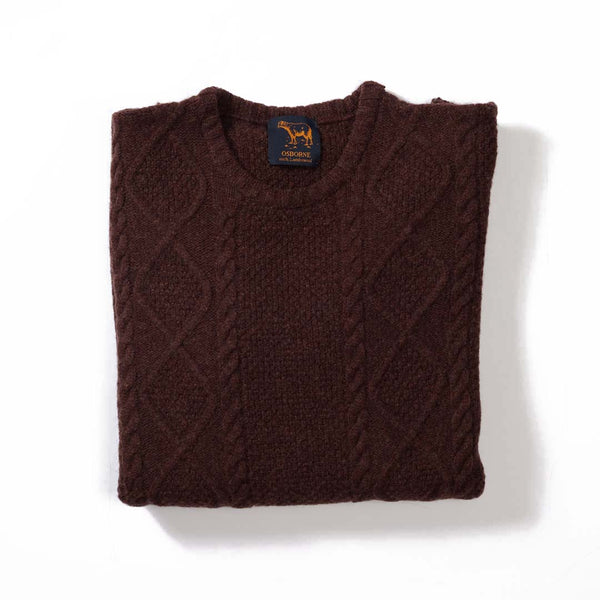 Lambswool large cable crew neck - Hickory 363