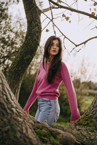 Lambswool V-neck women - Nougat