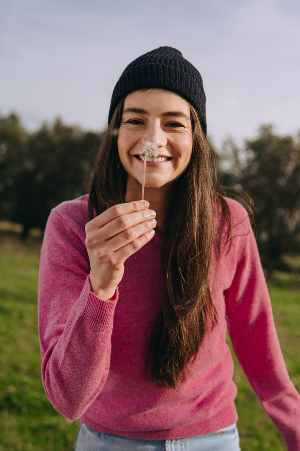 Lambswool V-neck women - Nougat