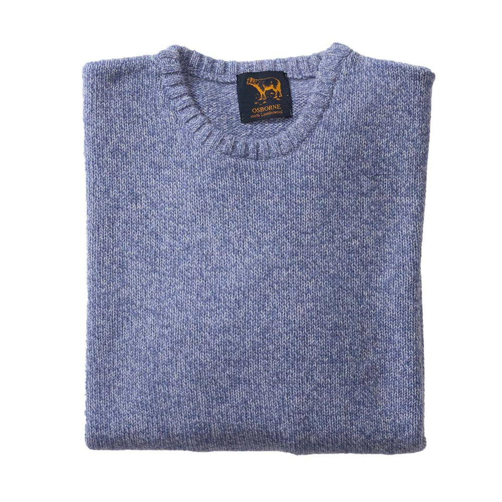 Lambswool molted crew neck - Pale Lavender Blue Lovat