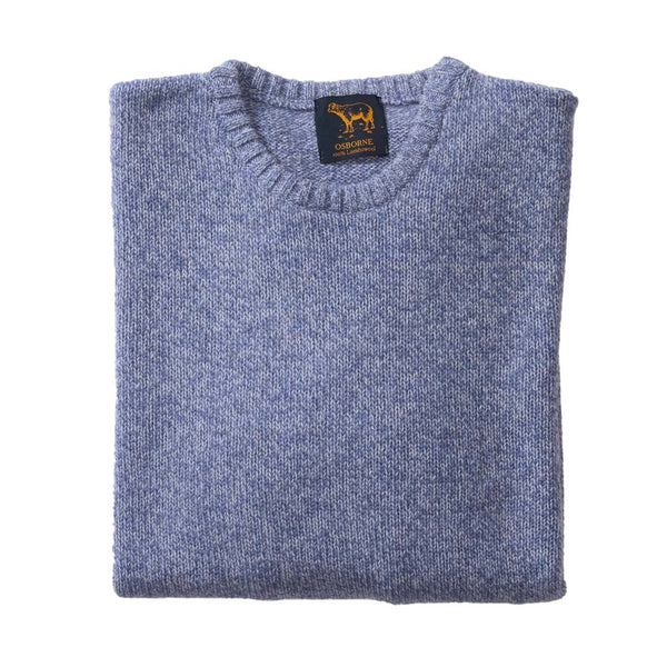 Lambswool molted crew neck - Pale Lavender Blue Lovat
