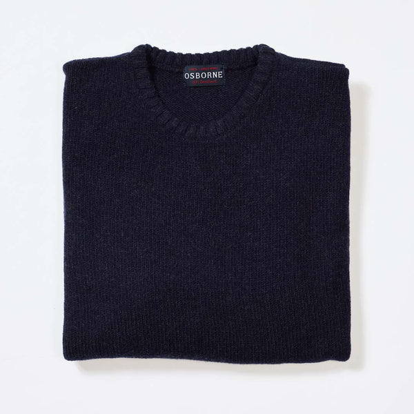 Lambswool molted crew neck - Indigo Melange