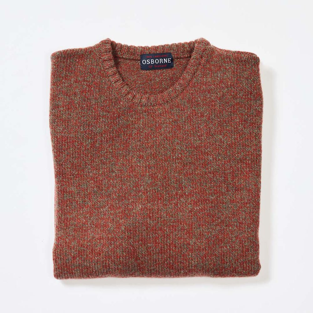 Lambswool molted crew neck - Landscape/Ember