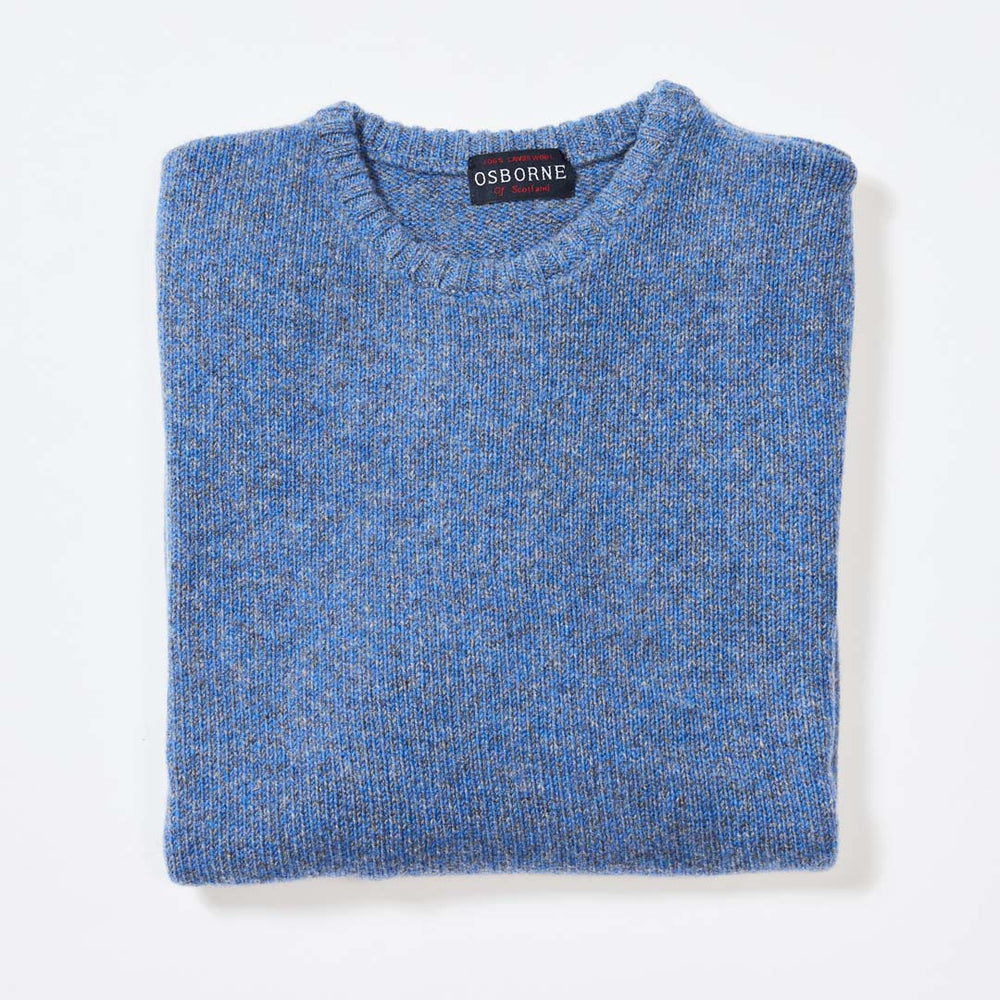 Lambswool molted crew neck - River/Grey Mix