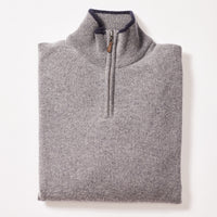 Lana d'agnello zip a un quarto - Grey Mix/Indigo Melange