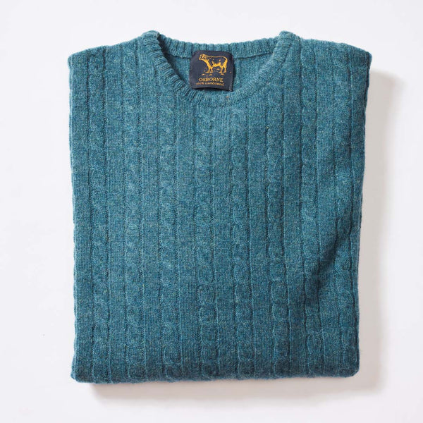 Lambswool small cable crew neck - Hunter