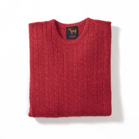 Lambswool small cable crew neck - Rouge 45