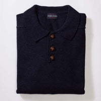 Lambswool polo sweater - Indigo Melange
