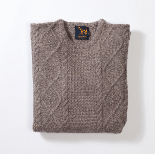 Lambswool large cable crew neck - Vole