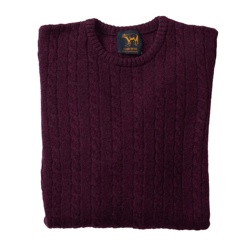 Lambswool small cable crew neck - Blackgrape 186