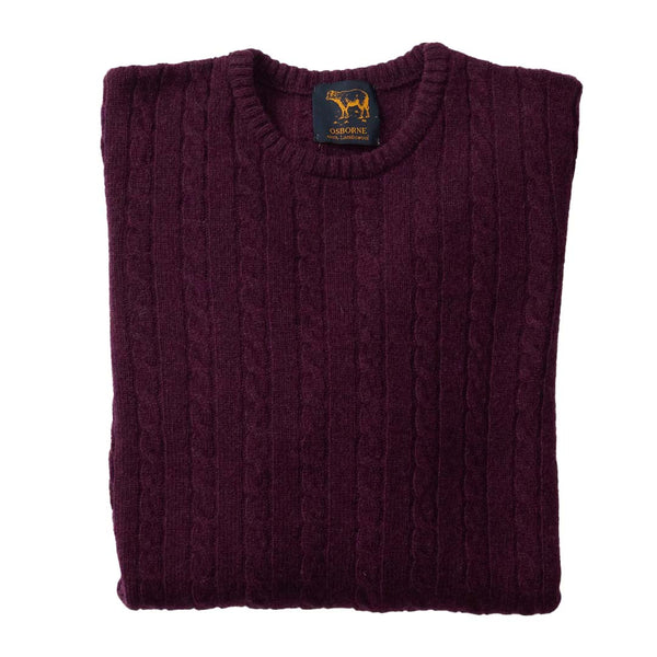 Lambswool small cable crew neck - Blackgrape 186
