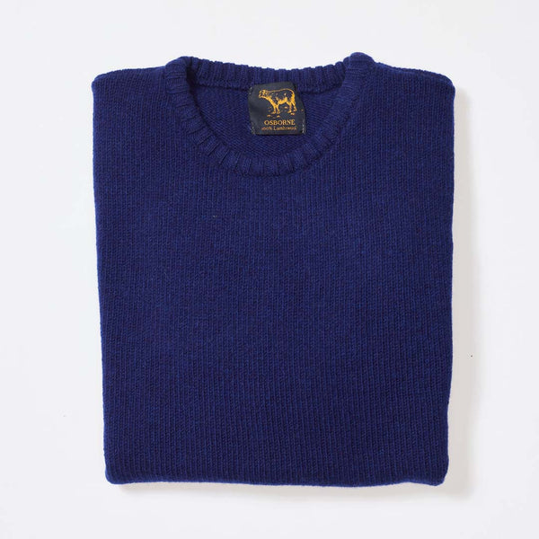 Lammwolle gemolkener Rundhalsausschnitt - Dark Cobalt
