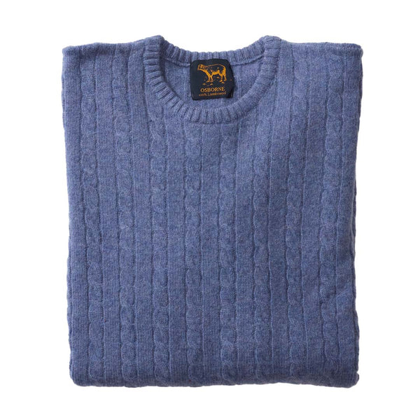 Lambswool small cable crew neck - Blue Lovat 41